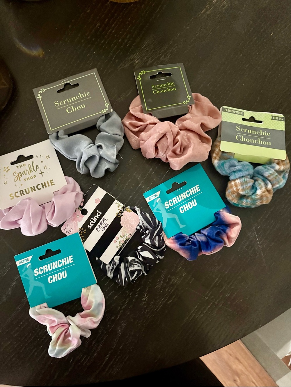 Assorted Velvet Scrunchie - Pink, Light Pink, Blue, Gray, Multicolor